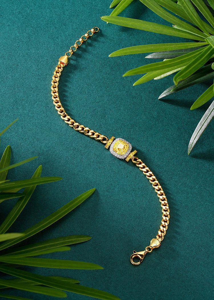 14K Yellow Diamond Pillow Bracelet