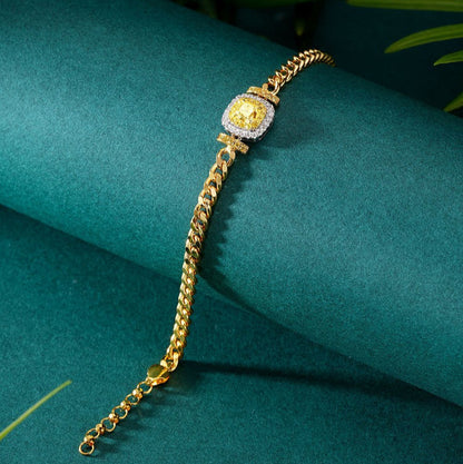 14K Yellow Diamond Pillow Bracelet