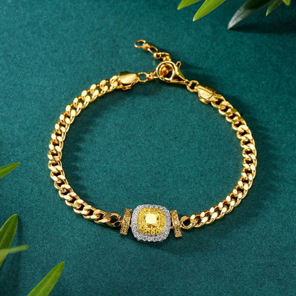 14K Yellow Diamond Pillow Bracelet