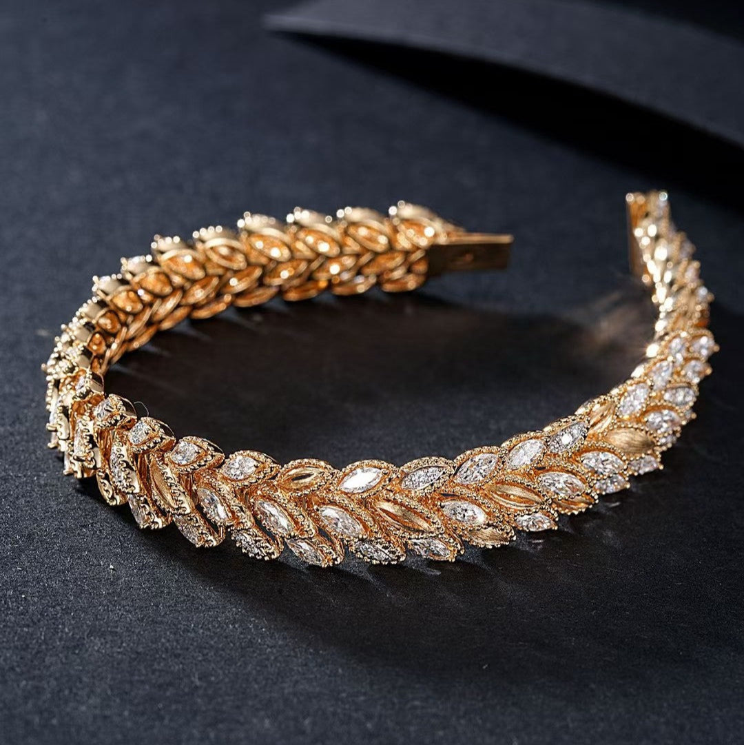 14K Lab Grown Diamond Wheat Ear Bracelet