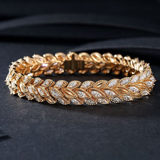 14K Lab Grown Diamond Wheat Ear Bracelet