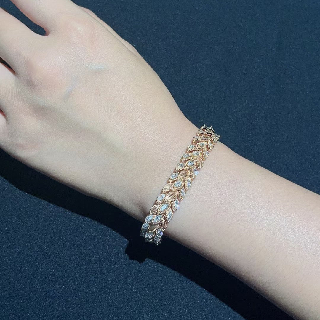 14K Lab Grown Diamond Wheat Ear Bracelet