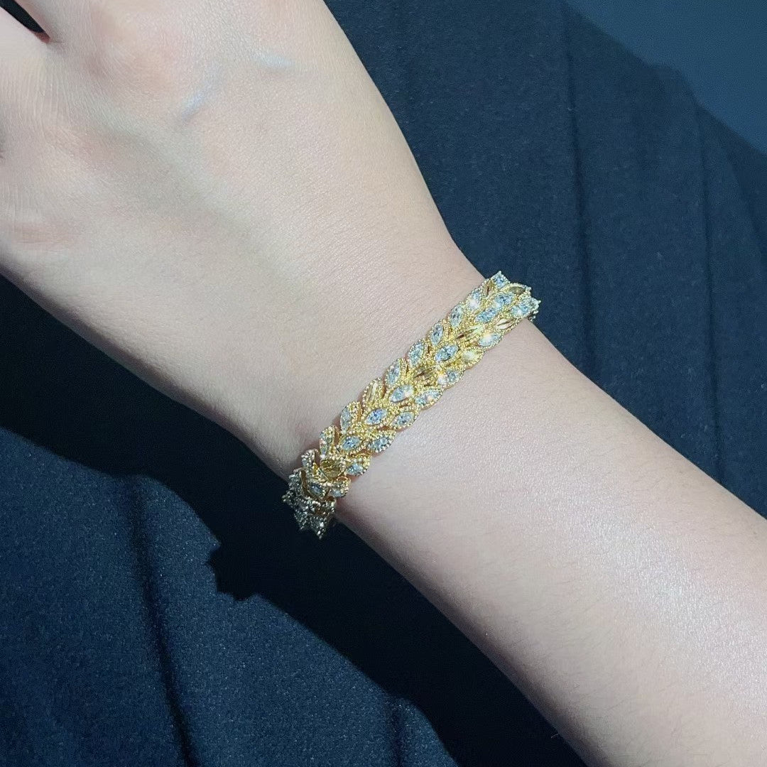14K Lab Grown Diamond Wheat Ear Bracelet