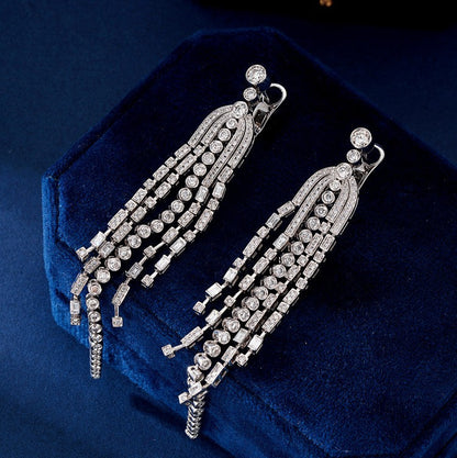 14K Lab Grown Diamond Fountain Tassel Earrings
