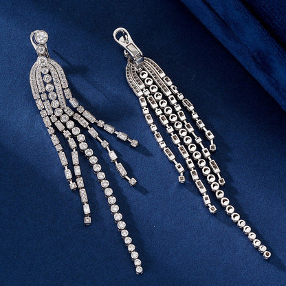 14K Lab Grown Diamond Fountain Tassel Earrings