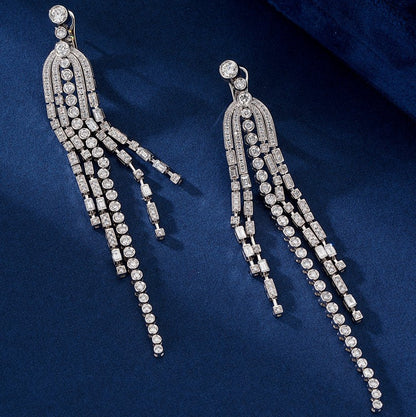 14K Lab Grown Diamond Fountain Tassel Earrings