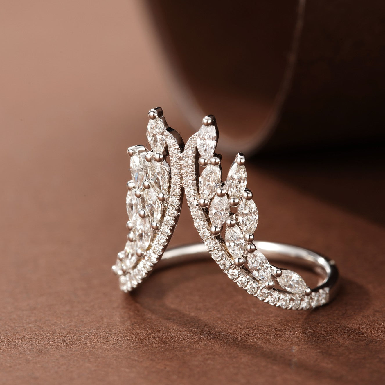 14K Lab Grown Diamond Horse Eye Flame Ring