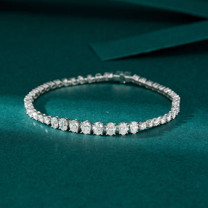 14K Lab Grown Diamond Round Strap Oval Bracelet