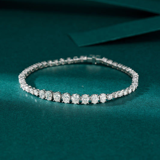 14K Lab Grown Diamond Round Strap Oval Bracelet