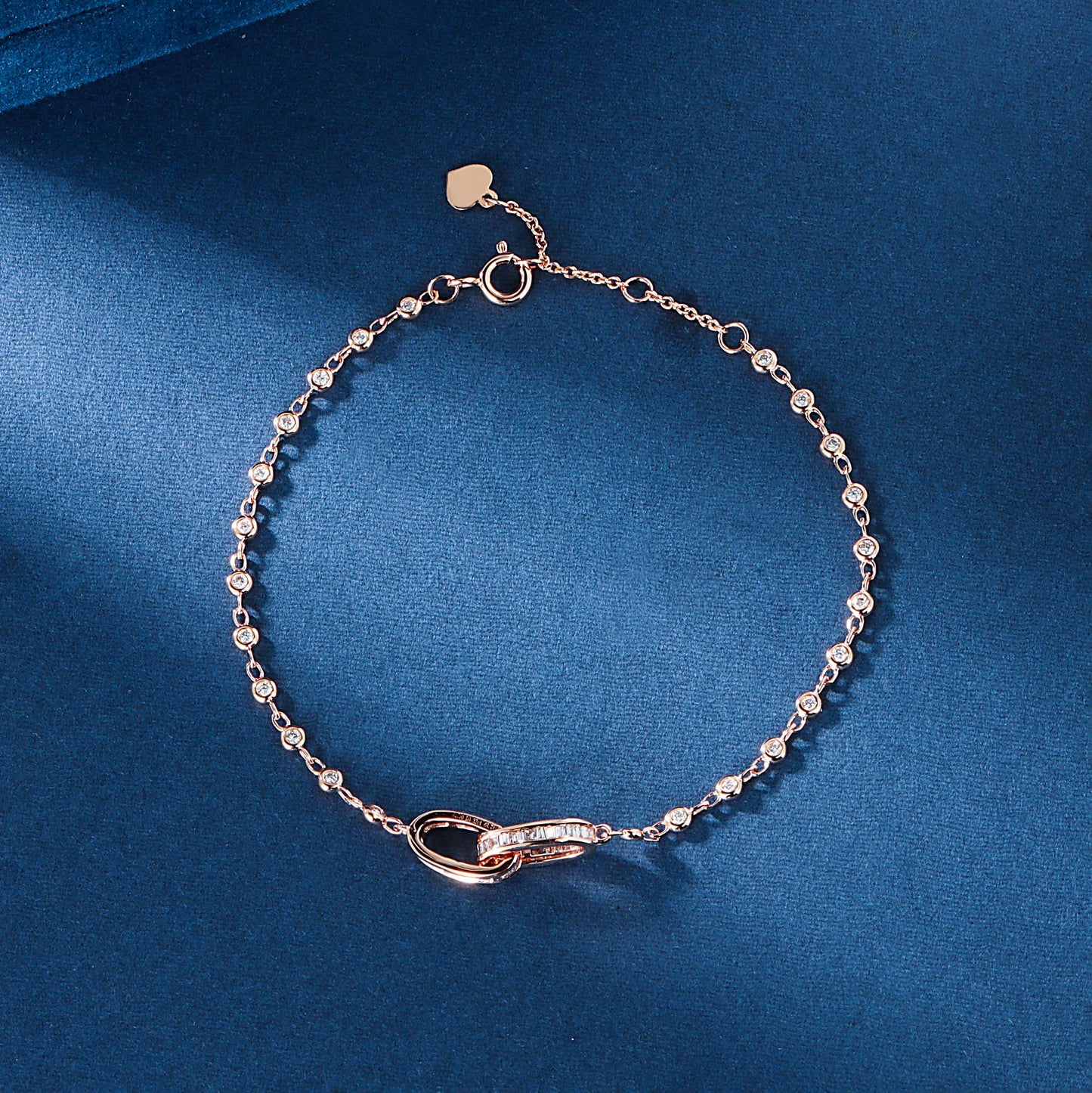 14K Lab Grown Diamond Double Ring Round Diamond Bracelet