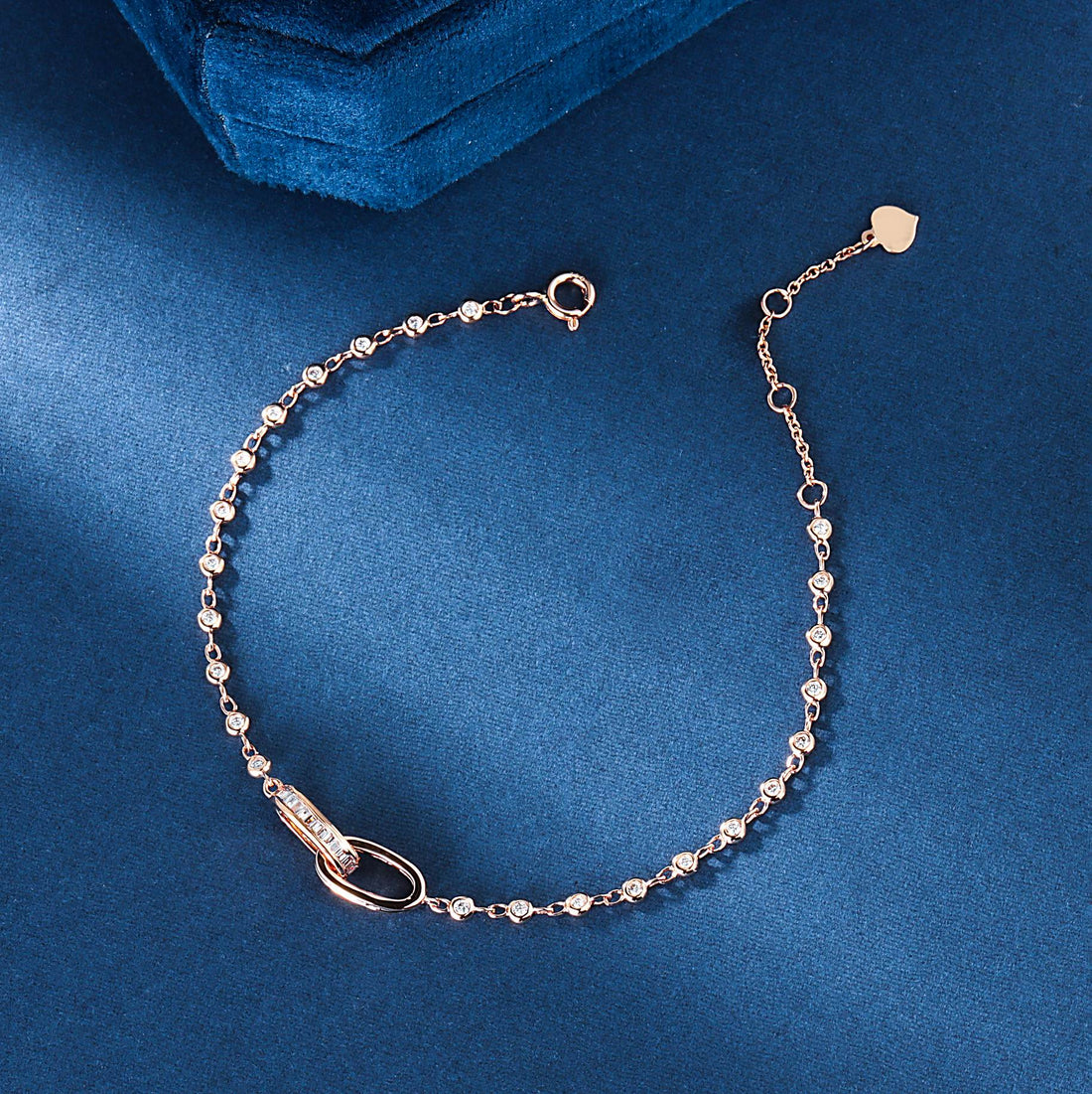14K Lab Grown Diamond Double Ring Round Diamond Bracelet