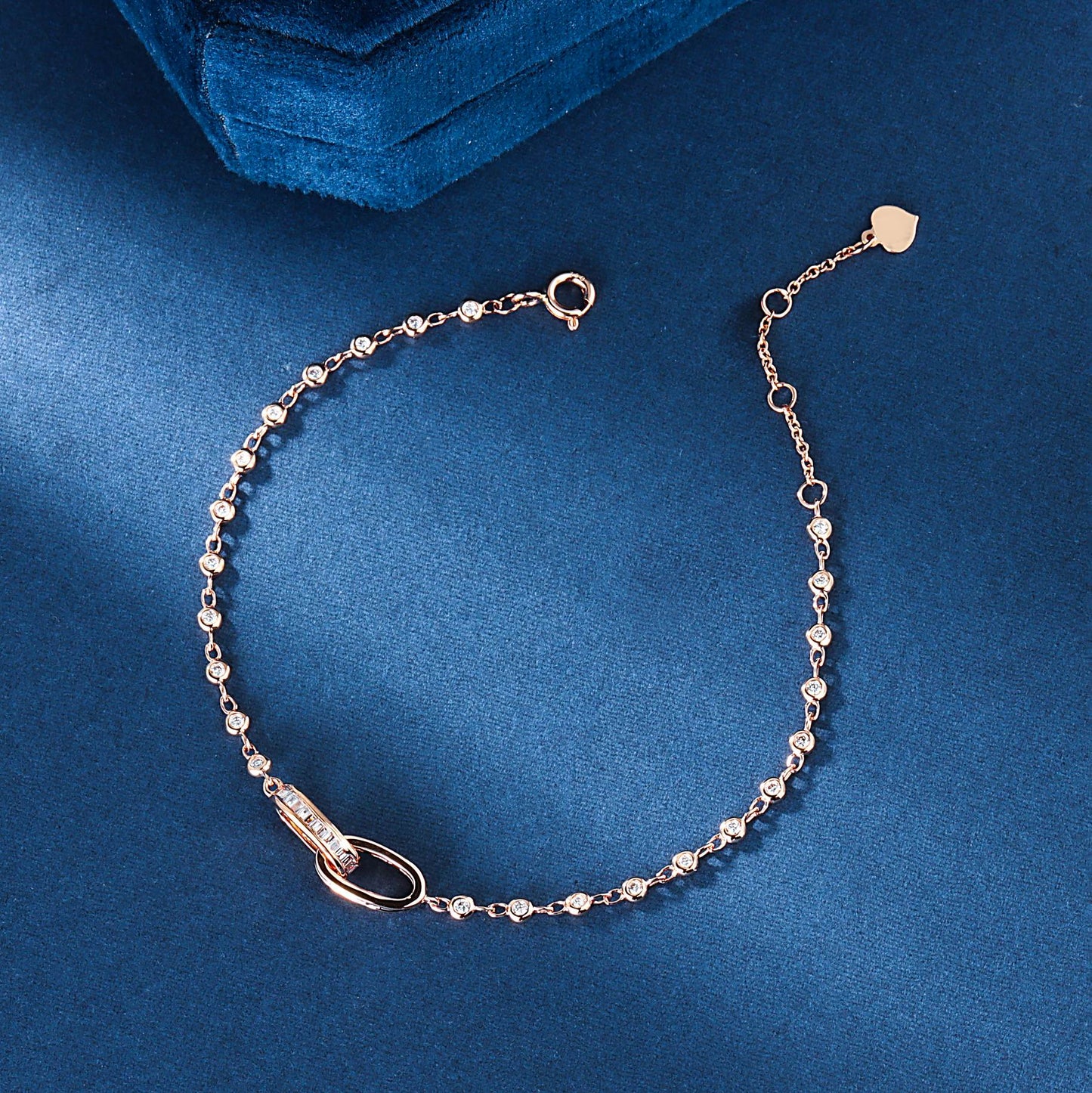 14K Lab Grown Diamond Double Ring Round Diamond Bracelet