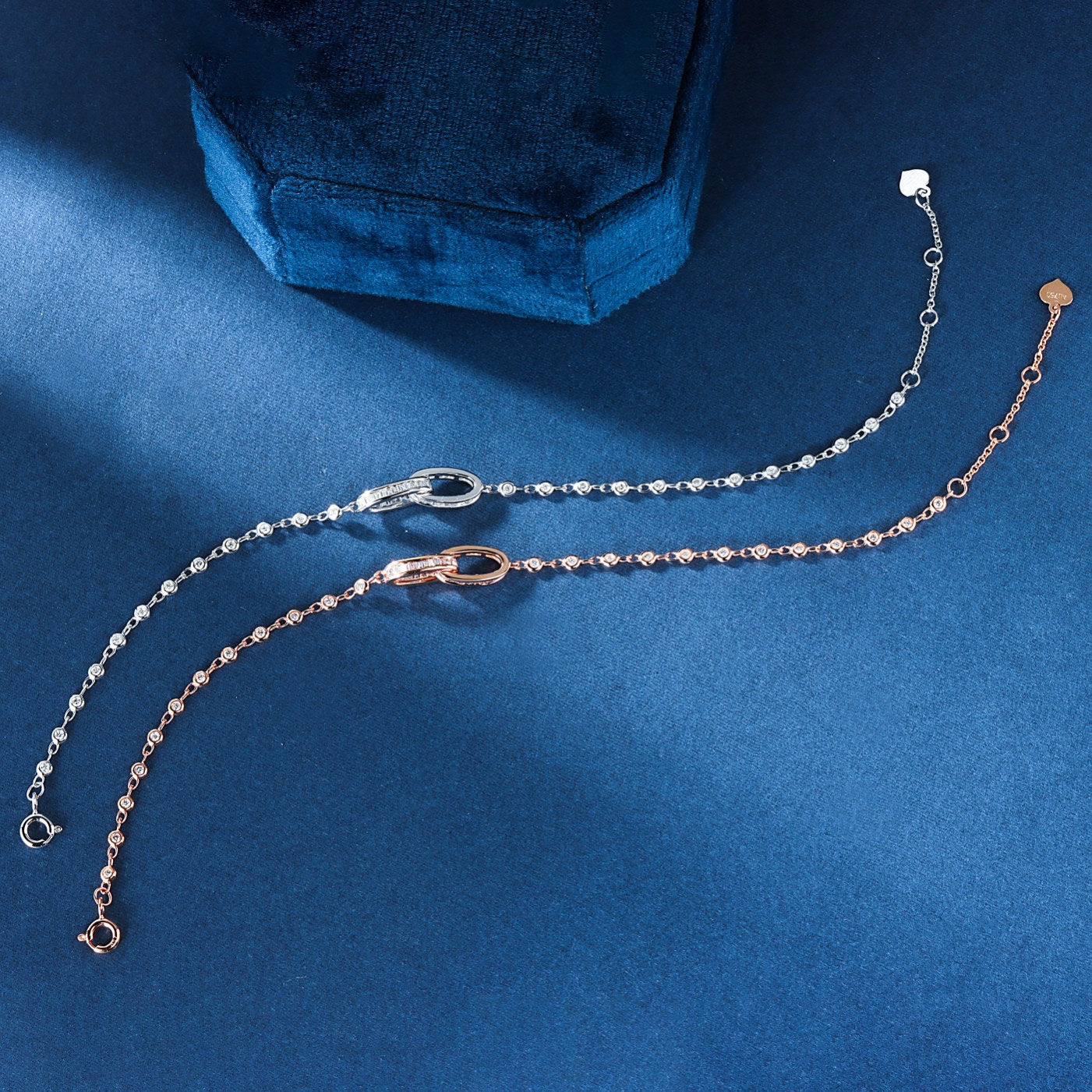 14K Lab Grown Diamond Double Ring Round Diamond Bracelet