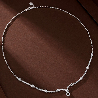 14K Lab Grown Diamond Four Flower Round Diamond Chain