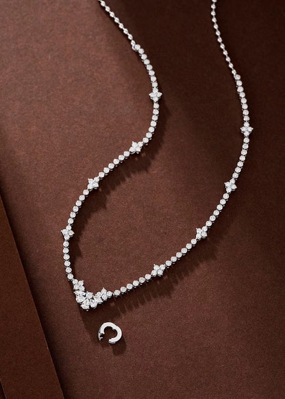 14K Lab Grown Diamond Water Droplet Round Pendant Chain