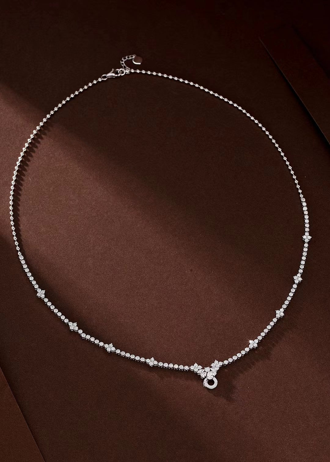 14K Lab Grown Diamond Water Droplet Round Pendant Chain