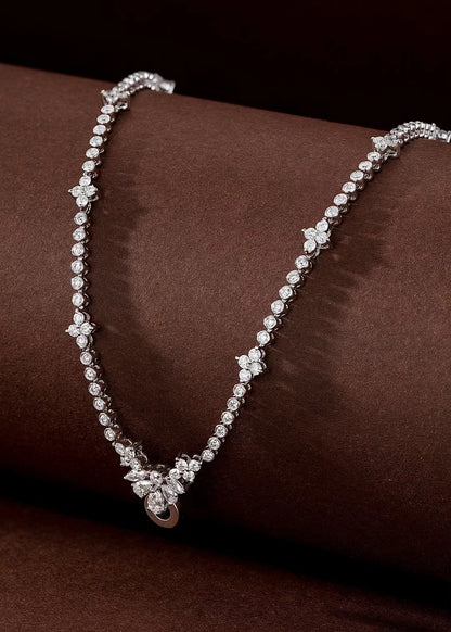 14K Lab Grown Diamond Water Droplet Round Pendant Chain