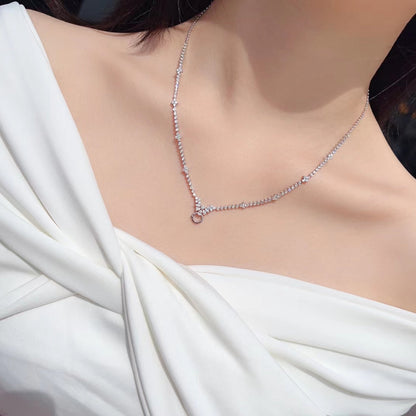 14K Lab Grown Diamond Water Droplet Round Pendant Chain