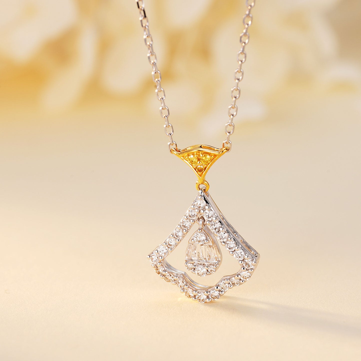 14K Yellow Diamond Skirt Pendant