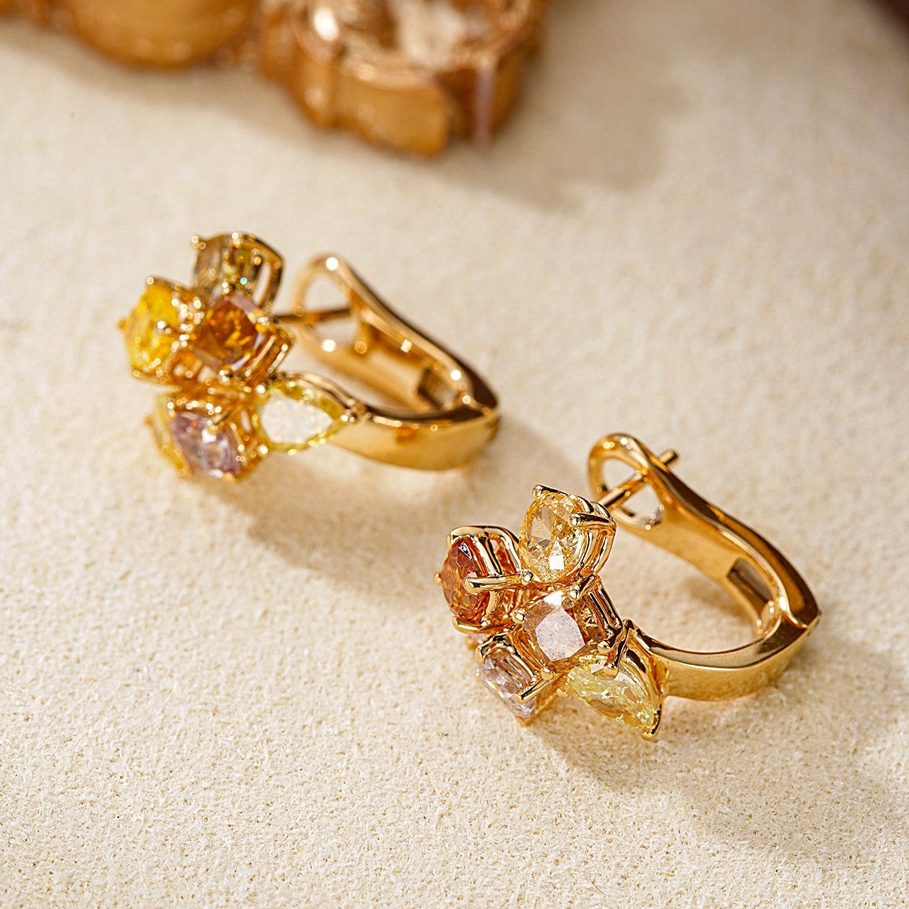 14K Lab Grown Diamond Irregular Colored Earrings