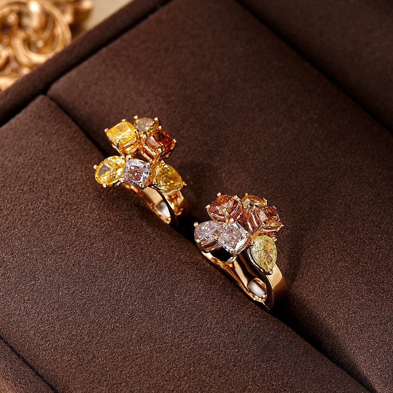 14K Lab Grown Diamond Irregular Colored Earrings