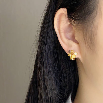 14K Lab Grown Diamond Irregular Colored Earrings