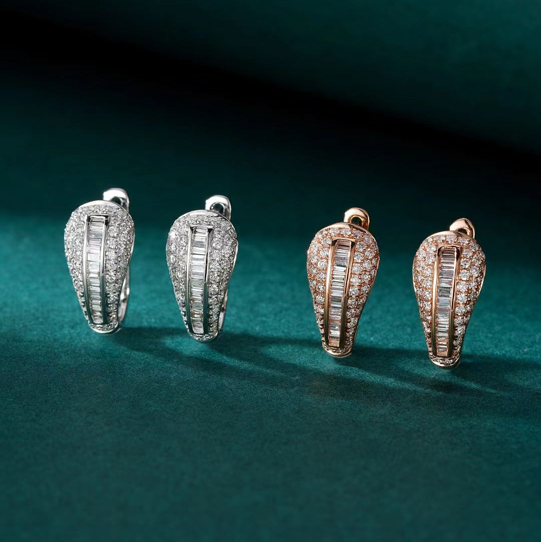 14K Lab Grown Diamonds T Circle Comma Earrings