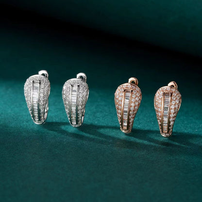 14K Lab Grown Diamonds T Circle Comma Earrings