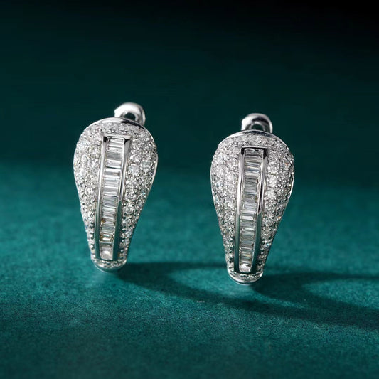 14K Lab Grown Diamonds T Circle Comma Earrings