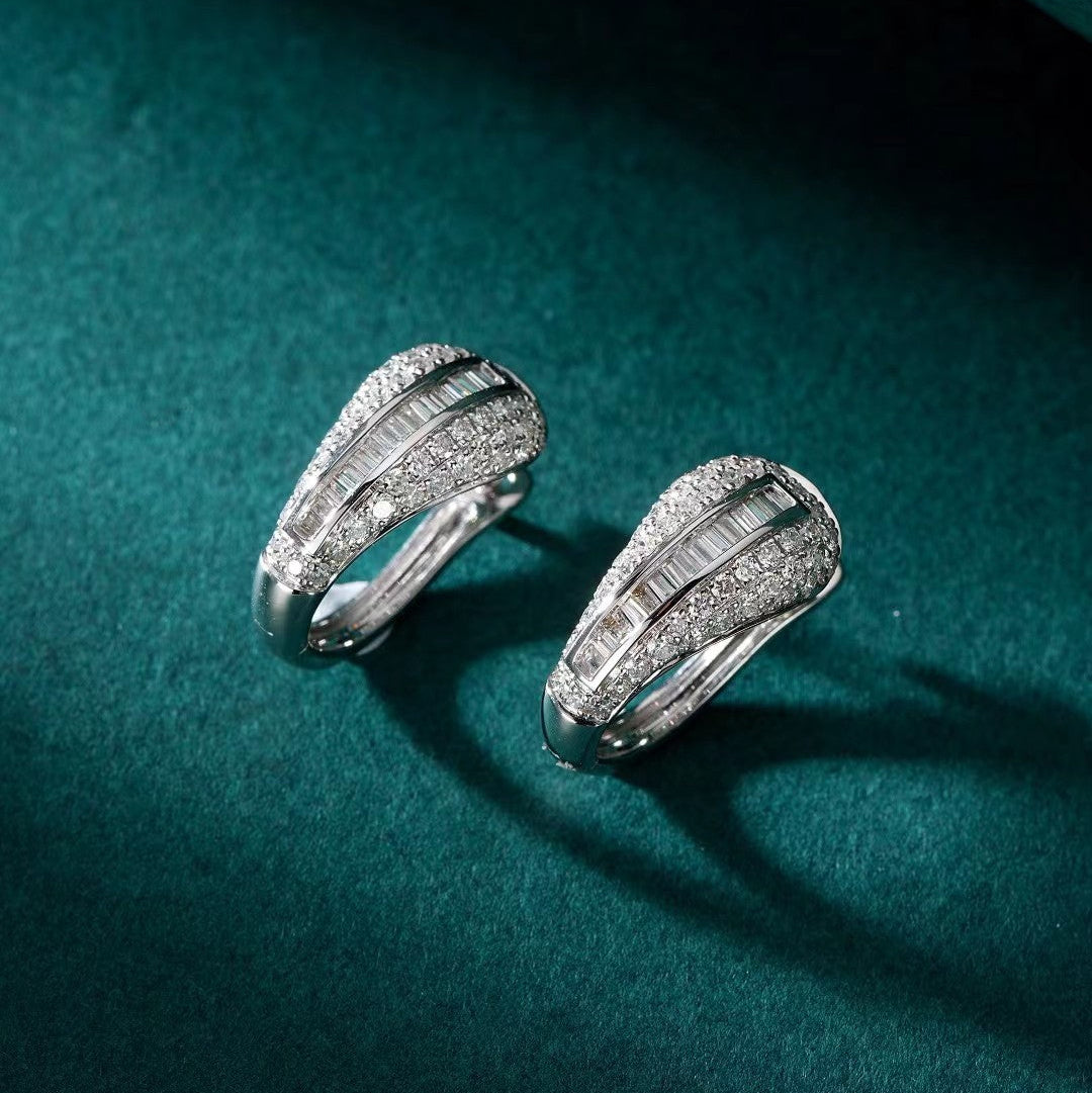 14K Lab Grown Diamonds T Circle Comma Earrings