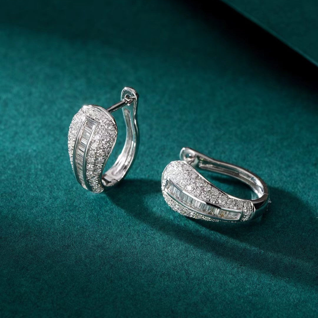 14K Lab Grown Diamonds T Circle Comma Earrings