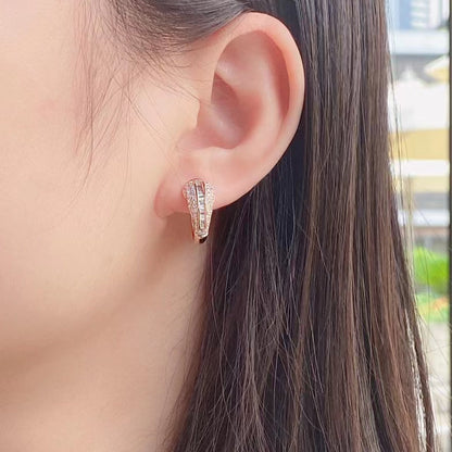 14K Lab Grown Diamonds T Circle Comma Earrings