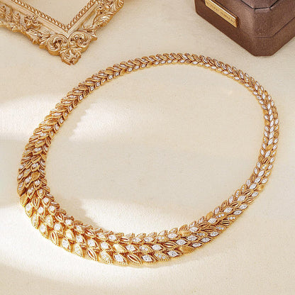 14K Lab Grown Drilled Wheat Ear Dew Chain