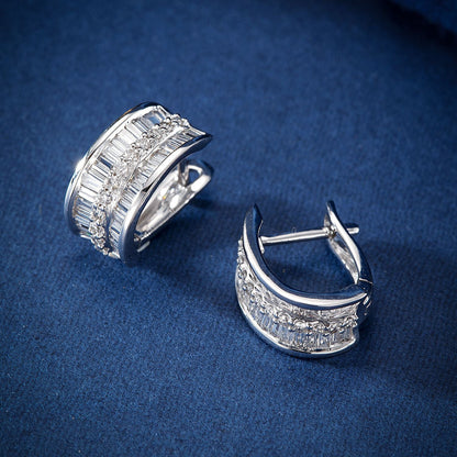 14K Lab Grown Diamonds Round T Three Row Earrings