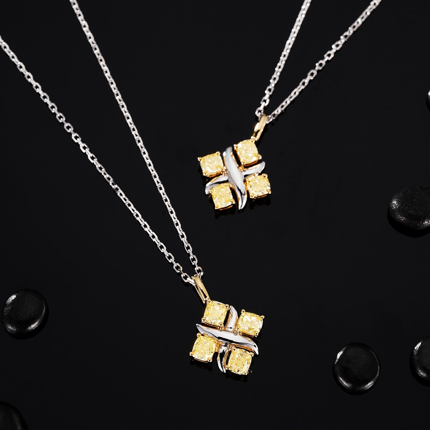 14K Yellow Diamond X Pendant