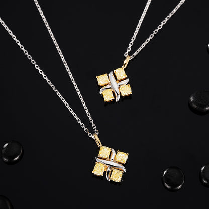 14K Yellow Diamond X Pendant