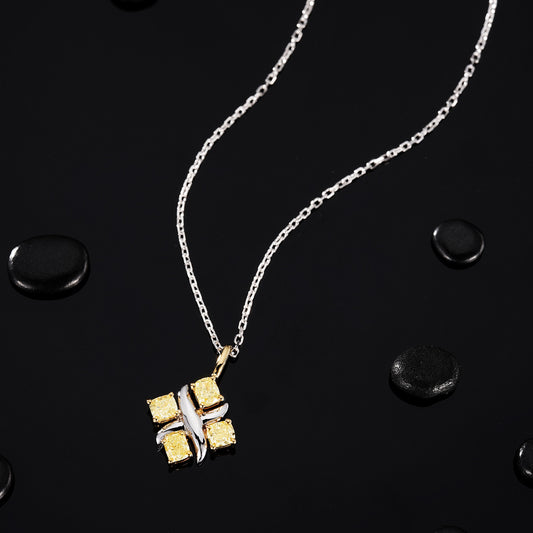 14K Yellow Diamond X Pendant