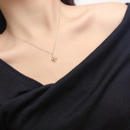 14K Yellow Diamond X Pendant