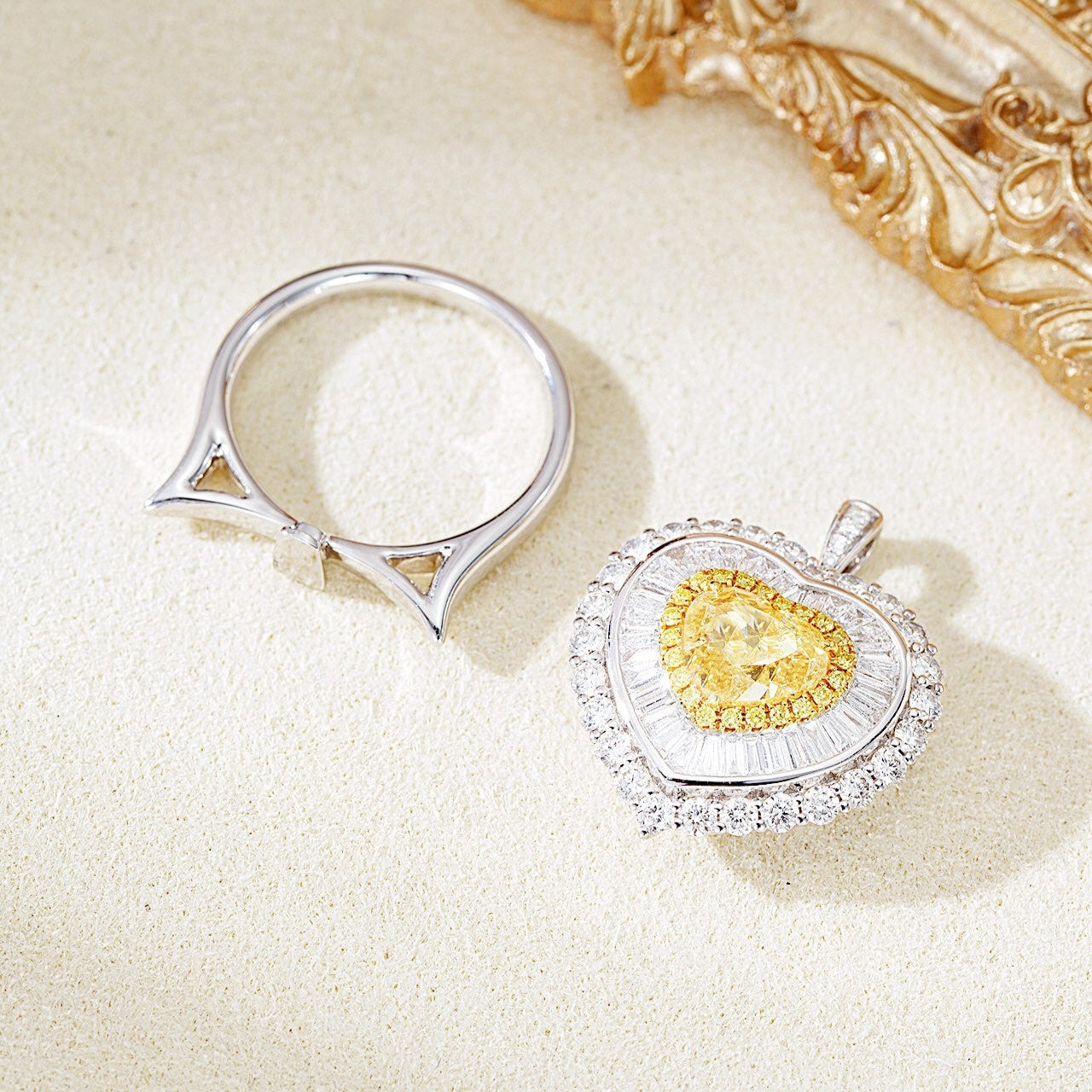 14K Wearing 2.020ct Two Heart Shaped Rings