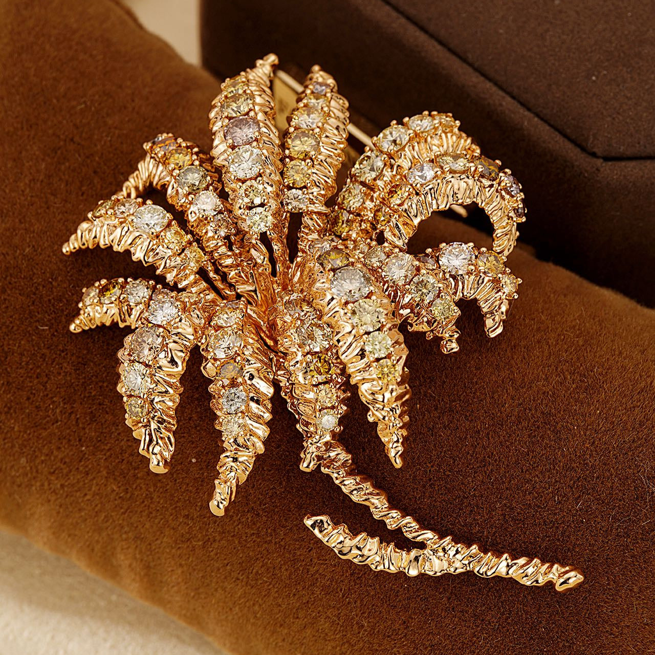 14K Lab Grown Diamonds Coconut Tree Brooch