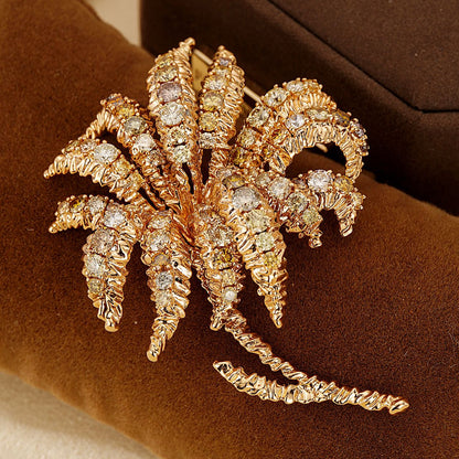 14K Lab Grown Diamonds Coconut Tree Brooch