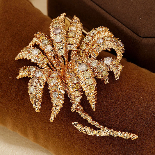 14K Lab Grown Diamonds Coconut Tree Brooch