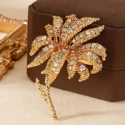 14K Lab Grown Diamonds Coconut Tree Brooch