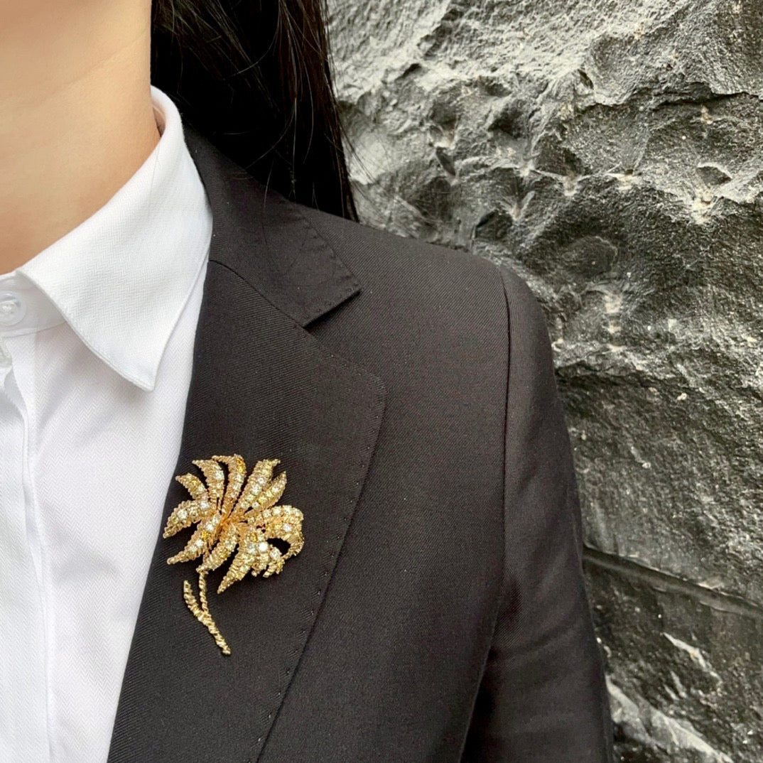 14K Lab Grown Diamonds Coconut Tree Brooch