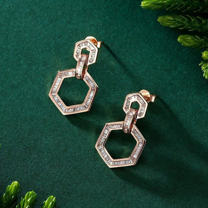 14K Lab Grown Diamonds T Hexagonal Earring
