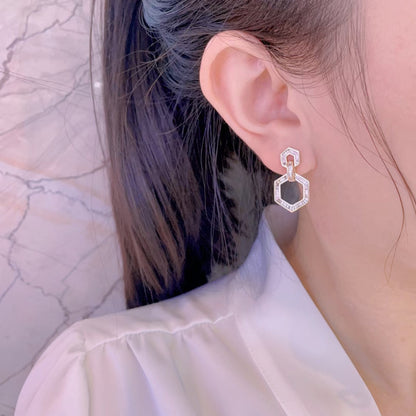 14K Lab Grown Diamonds T Hexagonal Earring