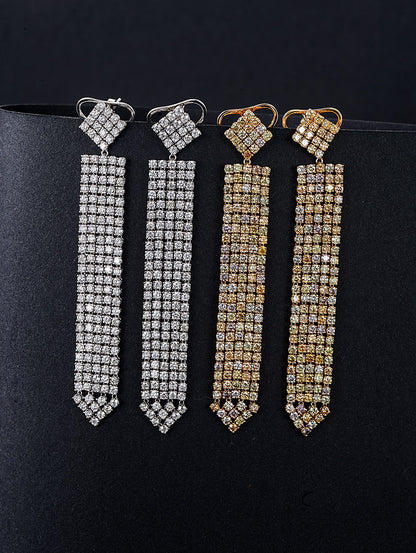 14K Tetris Tassel Earrings