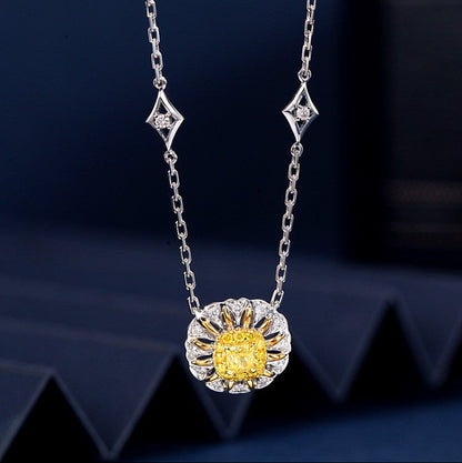 14K Yellow Diamond Sunflower Pendant