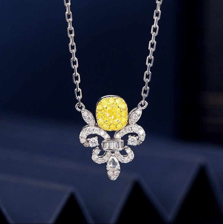 14K Yellow Diamond Iris Pendant