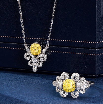 14K Yellow Diamond Iris Pendant